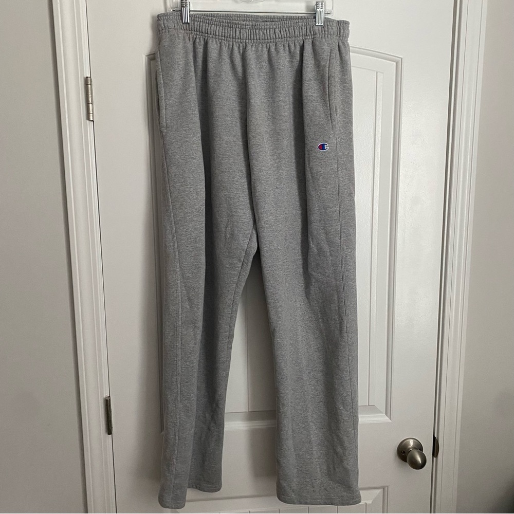 Champion Men's Grey XXL Powerblend Sweats Open Bottom Pants p0893